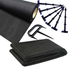 Agrowłóknina Czarna 10mb 50g + Kotwy 100szt + Kotwa wiel. - Mata pod Ściółkowanie i Chwasty