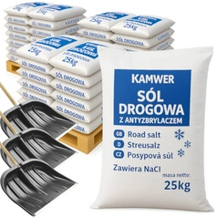 Sól Drogowa Workowana 3000kg – ZESTAW W SUPER CENIE + 3 ŁOPATY GRATIS, odśnieżanie dróg, chodników, śniegu, lodu i gołoledzi