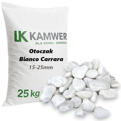 Otoczak Bianco Carrara 15-25mm, 25kg - Naturalny Kamień Ogrodowy, Dekoracyjny i Ozdobny na Ścieżki, Rabaty, Oczka Wodne i Tarasy