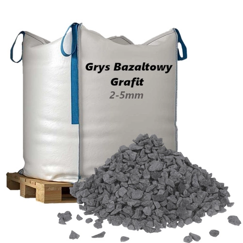 Grys Bazaltowy Grafit 2-5mm, 1000kg - Naturalny Kamień Ogrodowy, Dekoracyjny i Ozdobny na Ścieżki, Rabaty, Oczka Wodne i Tarasy