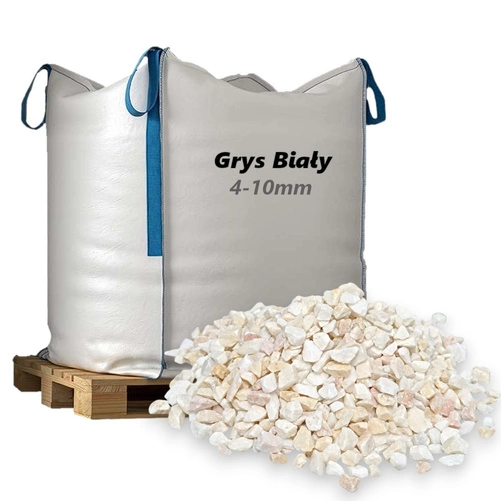 Grys Biały 4-10mm, 1000kg - Naturalny Kamień Ogrodowy, Dekoracyjny i Ozdobny na Ścieżki, Rabaty, Oczka Wodne i Tarasy