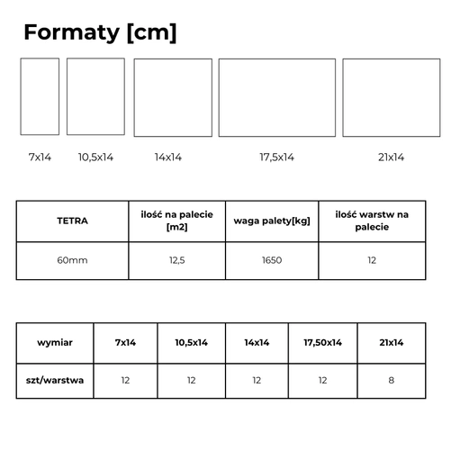 Kostka brukowa Tetra wapień muszlowy, gr. 6cm, Bruk-Bet