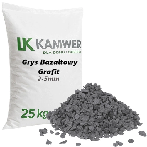 Grys Bazaltowy Grafit 2-5 mm, 25kg - Naturalny Kamień Ogrodowy, Dekoracyjny i Ozdobny na Ścieżki, Rabaty, Oczka Wodne i Tarasy