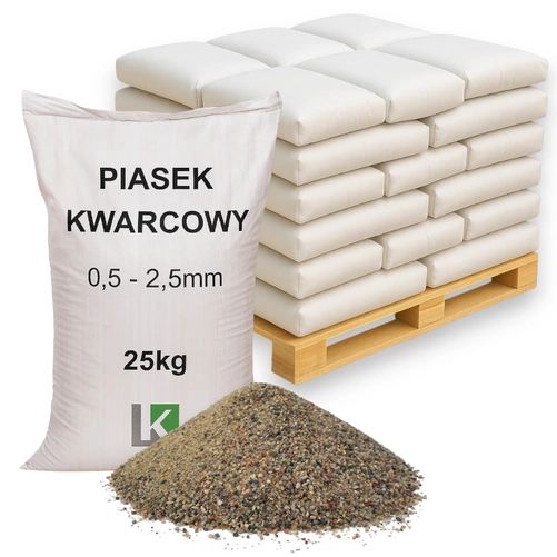 Piasek kwarcowy, suszony 0,5-2,5mm, 1000kg – do fug, na lód i zimowego utrzymania nawierzchni
