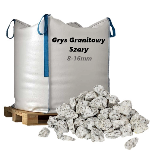 Grys Granitowy Szary 8-16mm, 1000kg - Dalmatyńczyk, Sól i Pieprz, Dekoracyjny i Ozdobny Kamień Ogrodowy na Ścieżki, Rabaty, Oczka Wodne i Tarasy