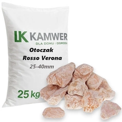 Otoczak Rosso Verona 25-40mm, 25kg - Naturalny Kamień Ogrodowy, Dekoracyjny i Ozdobny na Ścieżki, Rabaty, Oczka Wodne i Tarasy