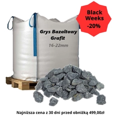 Grys Bazaltowy Grafit 16-22mm, 1000kg - Naturalny Kamień Ogrodowy, Dekoracyjny i Ozdobny na Ścieżki, Rabaty, Oczka Wodne i Tarasy