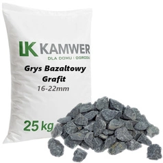 Grys Bazaltowy Grafit 16-22mm, 25kg - Dekoracyjny i Ozdobny Kamień Ogrodowy na Ścieżki, Rabaty, Oczka Wodne i Tarasy