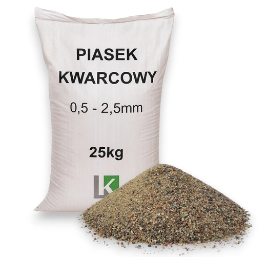 Piasek kwarcowy 0,5–2,5 mm 25kg – do fug, na lód i zimowego utrzymania nawierzchni