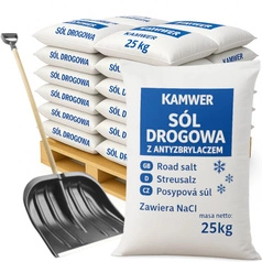 Sól Drogowa Workowana 500kg + Łopata Gratis – skuteczna sól do dróg, chodników, śniegu, lodu i gołoledzi