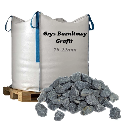Grys Bazaltowy Grafit 16-22mm, 1000kg - Naturalny Kamień Ogrodowy, Dekoracyjny i Ozdobny na Ścieżki, Rabaty, Oczka Wodne i Tarasy