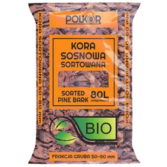 Kora Sosnowa Iglasta 50–80 mm 80L – Naturalna Ściółka do Rabat i Krzewów