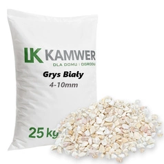 Grys Biały 4-10mm, 25kg - Naturalny Kamień Ogrodowy, Dekoracyjny i Ozdobny na Ścieżki, Rabaty, Oczka Wodne i Tarasy