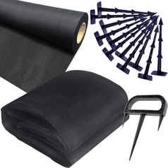 Agrowłóknina Czarna 20mb 100g + Kotwy 200szt. + Kotwa wiel. – Mata pod Ściółkowanie i Chwasty