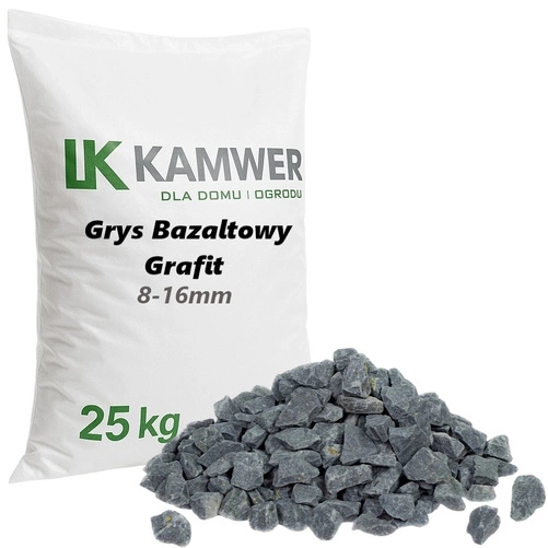 Grys Bazaltowy Grafit 8-16mm, 25kg - Dekoracyjny i Ozdobny Kamień Ogrodowy na Ścieżki, Rabaty, Oczka Wodne i Tarasy