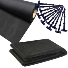 Agrowłóknina Czarna 20mb 50g + Kotwy 150mm 200szt – Mata pod Ściółkowanie i Chwasty