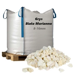 Grys Biała Marianna 8-16mm, 1000kg - Naturalny Kamień Ogrodowy, Dekoracyjny i Ozdobny na Ścieżki, Rabaty, Oczka Wodne i Tarasy