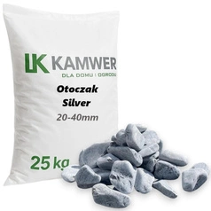Otoczak Silver 20-40mm, 25kg - Naturalny Kamień Ogrodowy, Dekoracyjny i Ozdobny na Ścieżki, Rabaty, Oczka Wodne i Tarasy