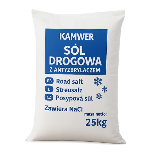 Sól Drogowa 25kg – skuteczna sól zimowa do dróg, chodników, śniegu, lodu i gołoledzi