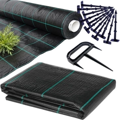 Agrotkanina Czarna 20mb 100g + Kotwy 200szt. + Kotwa wiel. – Mata pod Ściółkowanie i Chwasty