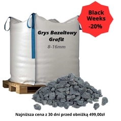 Grys Bazaltowy Grafit 8-16mm, 1000kg - Naturalny Kamień Ogrodowy, Dekoracyjny i Ozdobny na Ścieżki, Rabaty, Oczka Wodne i Tarasy