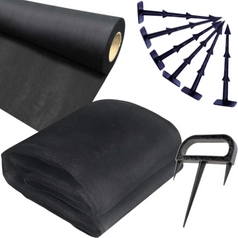 Agrowłóknina Czarna 10mb 100g + Kotwy 100szt. + Kotwa wiel. – Mata pod Ściółkowanie i Chwasty