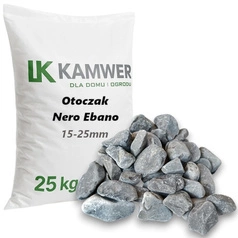Otoczak Nero Ebano 15-25mm, 25kg - Naturalny Kamień Ogrodowy, Dekoracyjny i Ozdobny na Ścieżki, Rabaty, Oczka Wodne i Tarasy