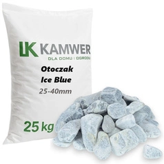 Otoczak Ice Blue 25-40mm, 25kg - Naturalny Kamień Ogrodowy, Dekoracyjny i Ozdobny na Ścieżki, Rabaty, Oczka Wodne i Tarasy