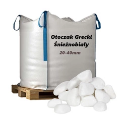Otoczak Grecki Śnieżnobiały 20-40mm, 1000kg - Naturalny Kamień Ogrodowy, Dekoracyjny i Ozdobny na Ścieżki, Rabaty, Oczka Wodne i Tarasy