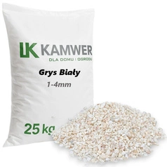 Grys Biały 1-4mm, 25kg - Naturalny Kamień Ogrodowy, Dekoracyjny i Ozdobny na Ścieżki, Rabaty, Oczka Wodne i Tarasy