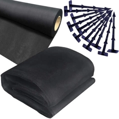 Agrowłóknina Czarna 20mb 100g + Kotwy 150mm 200szt – Mata pod Ściółkowanie i Chwasty