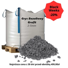 Grys Bazaltowy Grafit 2-5mm, 1000kg - Naturalny Kamień Ogrodowy, Dekoracyjny i Ozdobny na Ścieżki, Rabaty, Oczka Wodne i Tarasy