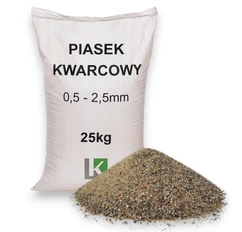 Piasek kwarcowy 0,5–2,5 mm 25 kg – suszony, czysty, do fug, na lód i zimowego utrzymania nawierzchni