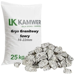 Grys Granitowy Szary 16-22mm, 25kg - Dalmatyńczyk, Sól i Pieprz, Dekoracyjny i Ozdobny Kamień Ogrodowy na Ścieżki, Rabaty, Oczka Wodne i Tarasy