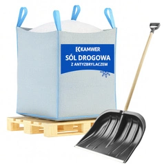 Sól Drogowa, 1000kg Big-Bag + Łopata Gratis - Sól zimowa do dróg, chodników, śniegu, lodu i gołoledzi