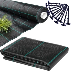 Agrotkanina Czarna 20mb 100g + Kotwy 150mm 200szt – Mata pod Ściółkowanie i Chwasty