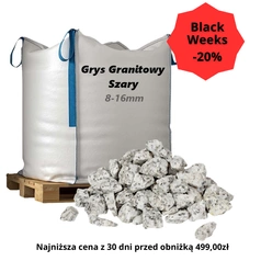Grys Granitowy Szary 8-16mm, 1000kg - Dalmatyńczyk, Sól i Pieprz, Dekoracyjny i Ozdobny Kamień Ogrodowy na Ścieżki, Rabaty, Oczka Wodne i Tarasy